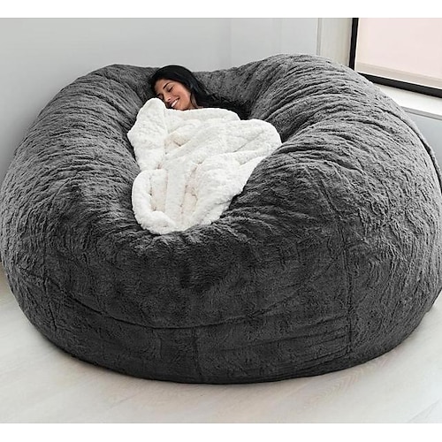 

Bean Bag Chair Cover, Durable Comfortable Chair PV Fur Bean Bag Sofas Faux Fur Sofa Living Room Sofa Bed Large Bean Bag Chairs Cover (No Filler,Cover only)