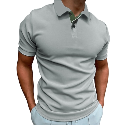 

Men's Collar Polo Shirt Golf Shirt Solid Color Turndown Gray Outdoor Casual Short Sleeve Button-Down Clothing Apparel Casual Slim Fit / Summer / Summer / Work