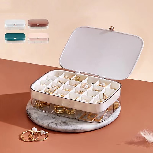 

Large-capacity Jewelry Box Necklace Earrings Multi-layer Compartment Storage Box Travel Portable Dust-proof Jewelry Box