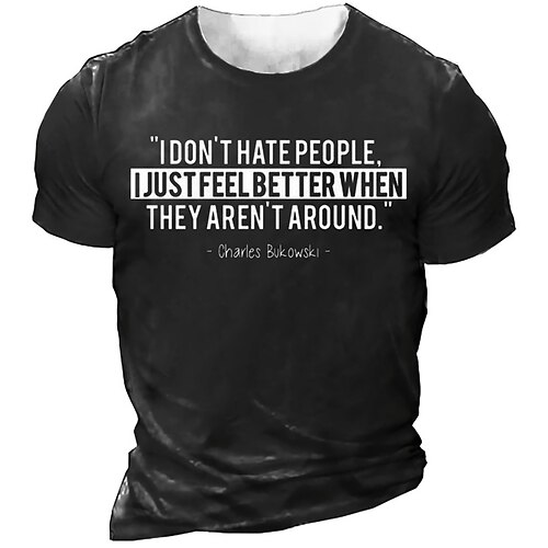 

Men's Unisex T shirt Tee 3D Print Graphic Prints Letter Crew Neck Street Daily Print Short Sleeve Tops Designer Casual Vintage Big and Tall Black Army Green Khaki / Summer