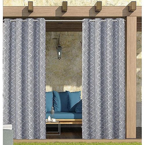 

Waterproof Indoor/Outdoor Curtains for Patio Thick Privacy Grommet Curtains for Bedroom, Living Room, Porch, Pergola, Cabana, 1 Panel