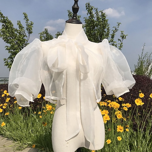 

Short Sleeve Bridal / Sweet Organza Wedding / Engagement Party Shawl Wrap / Shawls / Women's Wrap With Bow(s)