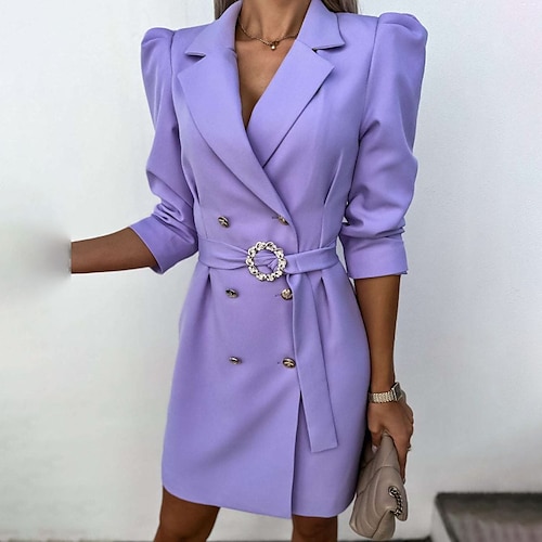 

Women's Blazer Outdoor Daily Going out Spring Summer Regular Coat Regular Fit Breathable Streetwear Casual Jacket Long Sleeve Solid Color Pocket White Black Purple