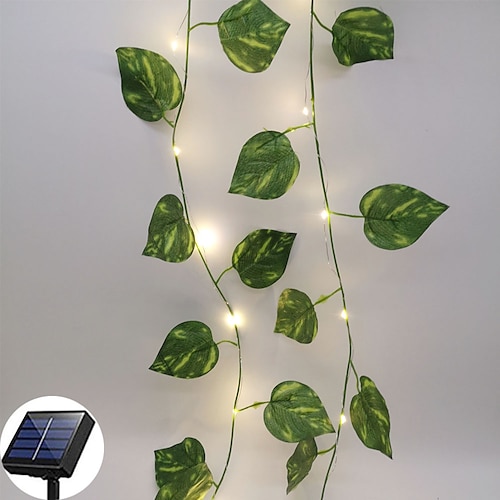 

luces de la planta solar decoración del banquete de boda luces de cadena 2.3 m 20led al aire libre ip65 impermeable hoja solar luces de hadas jardín hogar balcón patio decoración de vacaciones