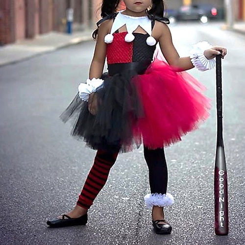 

Kids Little Girls' Dress Color Block A Line Dress Halloween Performance Ruched Mesh Patchwork Red Above Knee Sleeveless Cute Sweet Dresses Halloween Spring Summer Regular Fit 2-8 Years
