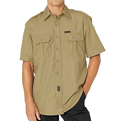 

Per uomo Camicia Camicie da lavoro Camicia con bottoni Camicia estiva Camicia da carico Nero Verde militare Cachi Grigio scuro Manica corta Liscio Collo ripiegabile Esterno Strada Bottone giù