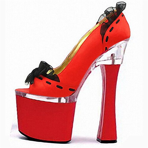 

Femme Chaussures à Talons Soirée Boucle Plateau Talon Bottier Bout rond Cuir PU Mocassins Couleur Pleine Noir / Rouge Rouge