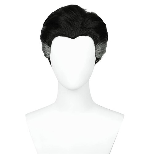 

Short Black Mix White Wig for Men Boys Dr. S Wig Superhero Strange Cosplay Wig Wig Net Cap for Daily Halloween Costume Party