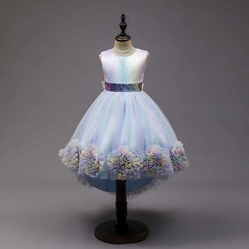 

Kids Girls' Dress Sequin Tulle Dress Midi Dress Performance Patchwork Sleeveless Princess Dress 3-10 Years Spring Pink Light Blue