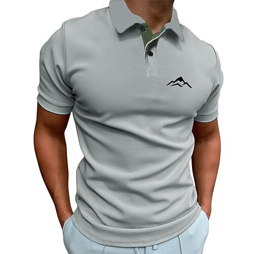 

Men's Golf Shirt Solid Color Mountain Turndown Casual Daily Button-Down Short Sleeve Tops Casual Slim Fit White Black / Summer