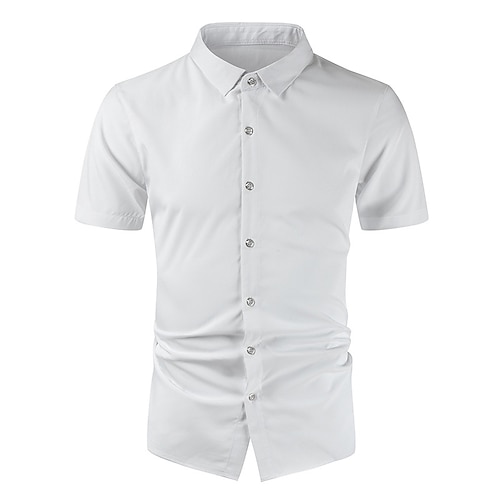 

Men's Shirt Dress Shirt Solid Color Turndown Wine White Black Outdoor Street Short Sleeve Button-Down Clothing Apparel Fashion Business Casual Breathable / Summer / Spring / Summer