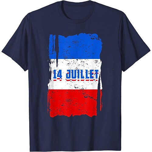 

Inspired by 14 Juillet 2022 Fête Nationale Française Vive La France Tricolore Française T-shirt Souvenir 100% Polyester Anime Classic Street Style T-shirt For Men's / Women's / Couple's