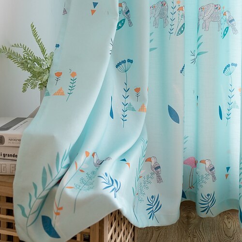 

Two Panel American Country Style Printing Curtain Living Room Bedroom Dining Room Children's Room Study Room Insulation Curtains