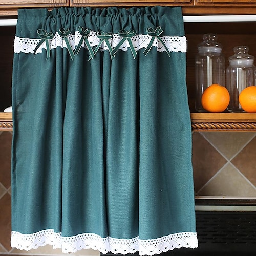 

Kitchen Cabinet Curtain Rod Pocket Valance Farmhouse Flower Short Cafe Curtain for Bathroom Hotel Tier Curtain,Door Curtain, Girls Bedroom Cascade