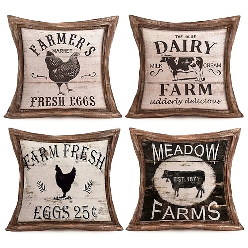 

Farm Double Side Cushion Cover 4PC/set Soft Decorative Square Throw Pillow Cover Cushion Case Pillowcase for Sofa Bedroom Superior Quality Machine Washable