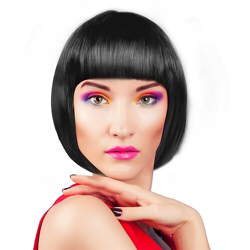 

Short Bob Flapper Bachelorette Wigs-Synthetic Women Girl Costume Cosplay Halloween Birthday Christmas Party Bangs Wig