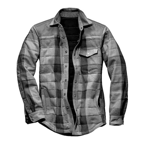 

Hombre Chaqueta Resistente al Viento Mantiene abrigado Calle Diario Festivos Botonadura Simple Cuello Vuelto Ropa de calle Casual Chaqueta Ropa de calle Ajedrez Bolsillo Gris / Invierno / Invierno