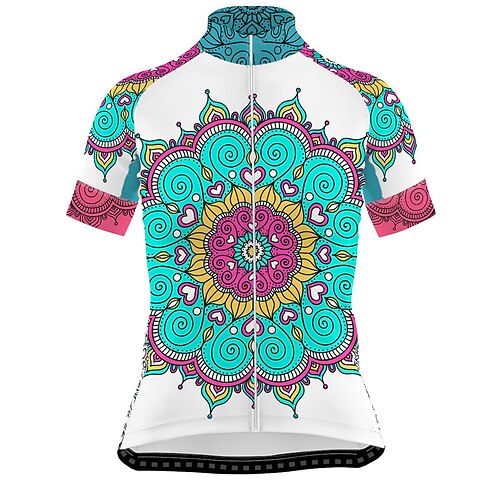 

21Grams Women's Short Sleeve Cycling Jersey Bike Jersey Top with 3 Rear Pockets Mountain Bike MTB Road Bike Cycling Breathable Quick Dry Moisture Wicking Blue Heart Spandex Polyester Sports Clothing