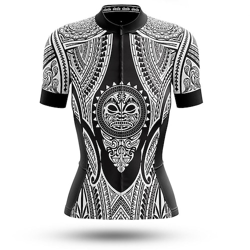 

21Grams Women's Cycling Jersey Short Sleeve Bike Jersey Top with 3 Rear Pockets Mountain Bike MTB Road Bike Cycling Breathable Quick Dry Moisture Wicking Reflective Strips Black Graphic Polyester