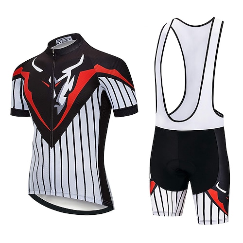 

Men's Short Sleeve Cycling Jersey with Bib Shorts Blue Bike 3D Pad Breathable Quick Dry Sports Graphic Clothing Apparel