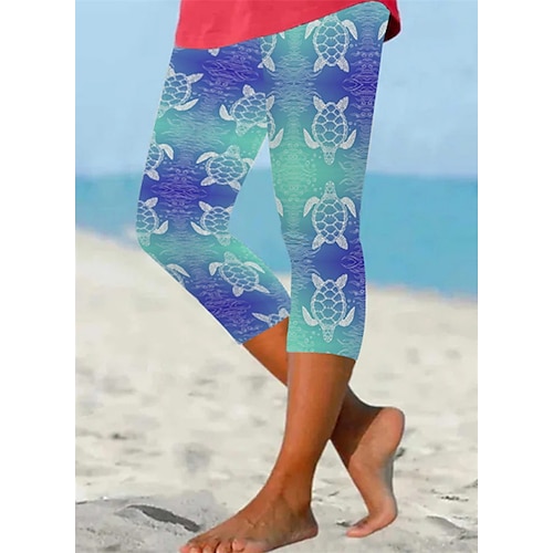 

Women's Capri shorts Black / White Blue Yellow Mid Waist Casual / Sporty Athleisure Weekend Yoga Print Micro-elastic Calf-Length Comfort Graphic S M L XL XXL / Slim
