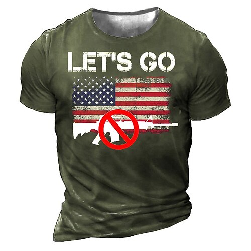 

Men's Unisex T shirt Tee 3D Print Graphic American Flag Letter Crew Neck Street Daily Print Short Sleeve Tops Designer Casual Vintage Big and Tall Green Black Blue / Summer