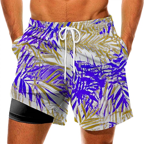 

Men's Swim Trunks Swim Shorts Quick Dry Board Shorts Bathing Suit with Pockets Compression Liner Drawstring Swimming Surfing Beach Water Sports Floral Summer