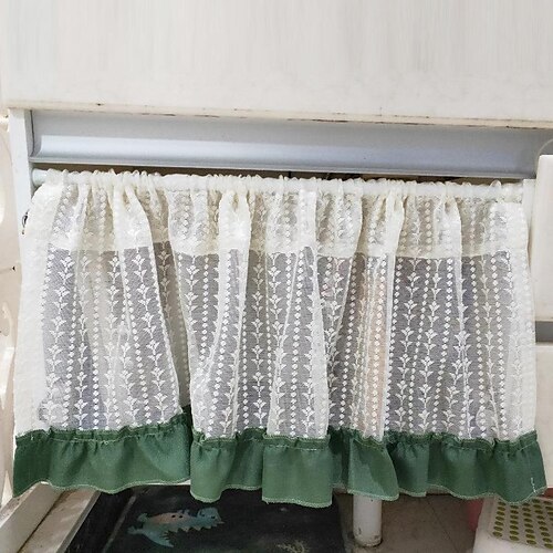 

Kitchen Cabinet Curtain Rod Pocket White Valance Farmhouse Flower Short Cafe Curtain for Bathroom Hotel Cafe Bar Spring Watercolor Flower Floral Print