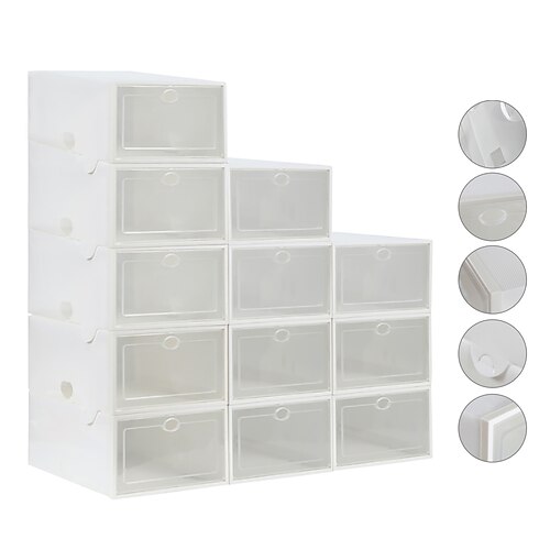 

12 Pack Shoe Storage Box, Clear Plastic Stackable Shoe Organizer for Closet, Space Saving Foldable Shoe Sneaker Containers Bins Holders