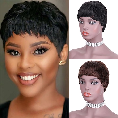 

Short Pixie Cut Straight Hair Wig Brazilian Remy Human Hair Wigs For Black Women 150% Glueless Machine Made Wig