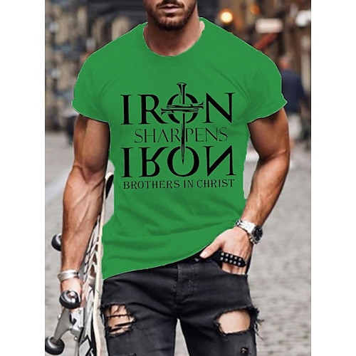 

2022 spring and summer europe and the united states amazon iron cross print men's round neck short-sleeved t-shirt spot