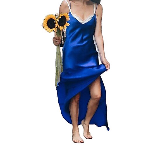 

Women's Party Dress Maxi long Dress Black Blue Purple Army Green Red Sleeveless Pure Color Backless Split Cold Shoulder Spring Summer Spaghetti Strap Party Elegant 2022 S M L XL XXL