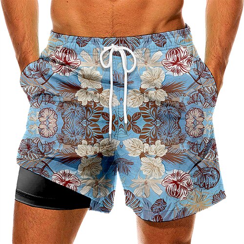 

Men's Swim Trunks Swim Shorts Quick Dry Board Shorts Bathing Suit with Pockets Compression Liner Drawstring Swimming Surfing Beach Water Sports Printed Autumn / Fall Spring Summer