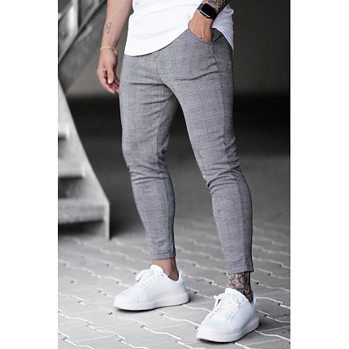 

Per uomo Pantaloni Chino Pantaloni da jogger Pantaloni eleganti scozzesi Tasche Vita elastica A quadri Comfort Traspirante Lunghezza intera Informale Giornaliero Di tendenza Streetwear Verde Cachi