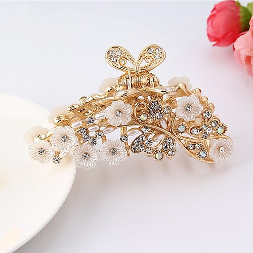 

1 Pc Metal Hair Claw Clips Large Rhinestone Hair Jaw Clips Hair Catch Barrette Jaw Clamp Pearl Nonslip Hair Claw Clips Hair Accessories for Women Lady