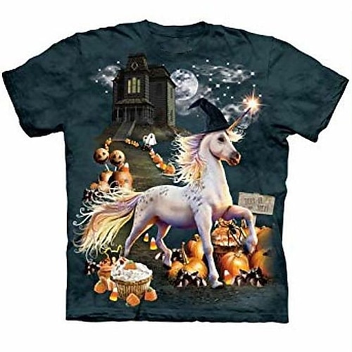

Kids Girls' Halloween T shirt Animal Outdoor 3D Print Short Sleeve Crewneck Active 3-12 Years Spring Green
