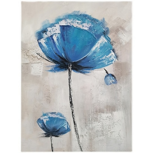 

Handmade Hand Painted Oil Painting Wall Art Blue flower Blue flower Home Decoration Decor Rolled Canvas No Frame Unstretched