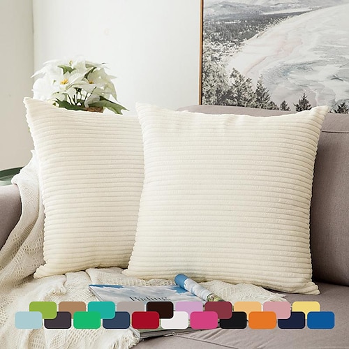 

Corduroy Pillow Cushion Cover Bedside Sofa Back Cushion Office Lumbar Solid Color Pillow Cover Without Core