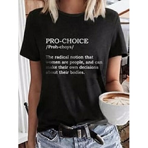 

Women's T shirt Tee Black Letter Vote Ruthless Print Short Sleeve Daily Basic Round Neck Regular S