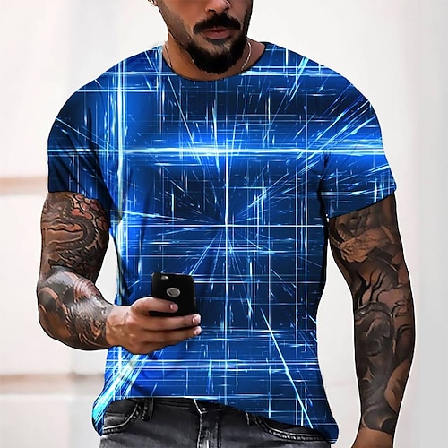 

Men's T shirt Tee Tee Graphic Round Neck Green Blue Yellow Orange Red 3D Print Casual Daily Short Sleeve 3D Print Clothing Apparel Fashion Cool Designer Comfortable / Summer / Summer