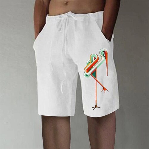 

Men's Shorts Beach Shorts Drawstring Elastic Waist Print Animal Graphic Prints Comfort Breathable Short Sports Outdoor Daily Cotton Blend Designer Classic Style White