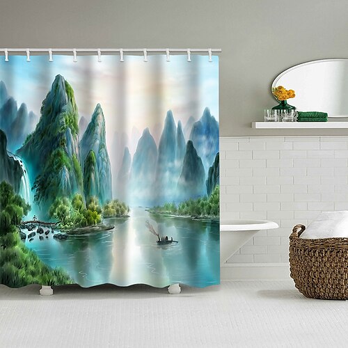 

Landscape Bathroom Shower Curtain Casual Polyester New Design