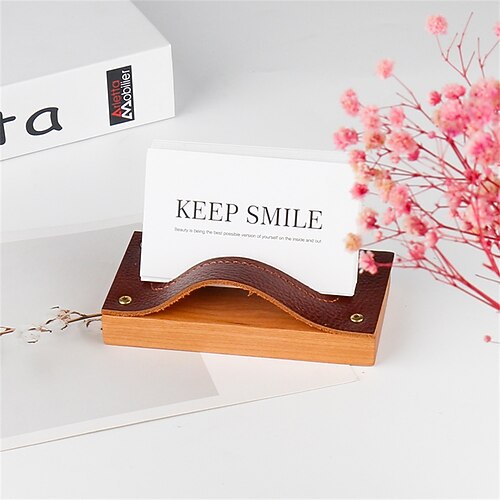 

Leather Business Card Holder Personality Creative Solid Wood Note Box Business Card Box Business Gift