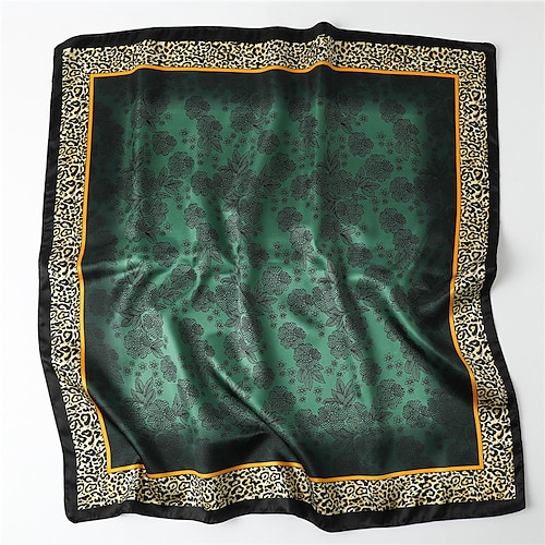 

90x90 cm protezione solare verde quadrato bandana moda fazzoletto estivo sciarpe femminili stampa scialle per le donne vacanza