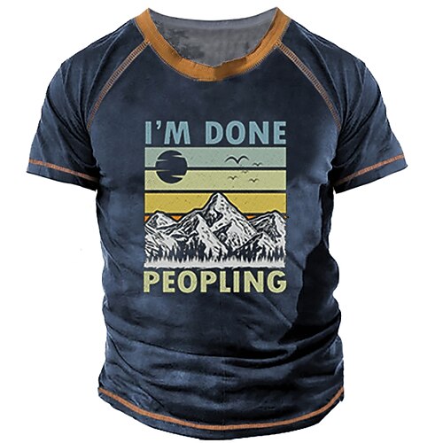 

Men's Unisex T shirt Tee 3D Print Graphic Landscape Crew Neck Street Daily Print Short Sleeve Tops Designer Casual Big and Tall Sports Blue / Summer
