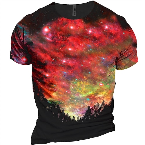 

Herren Unisex T Shirt Galaxis Grafik-Drucke Rundhalsausschnitt Rote 3D-Druck Outdoor Strasse Kurzarm Bedruckt Bekleidung Sport Designer Casual Groß und hoch / Sommer / Sommer