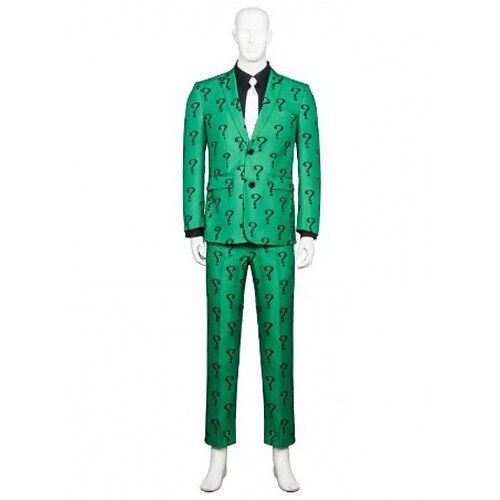 

Gotham Riddler Cosplay Costume Outfits Men's Movie Cosplay Cosplay Green Coat Blouse Pants Masquerade Polyester / Tie