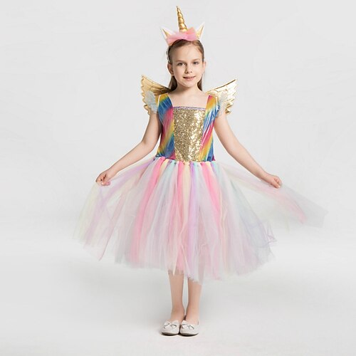 

Kids Little Girls' Dress Patchwork colour A Line Dress Party Performance Mesh Patchwork Pink Asymmetrical Sleeveless Princess Sweet Dresses Spring Summer Regular Fit 2-8 Years