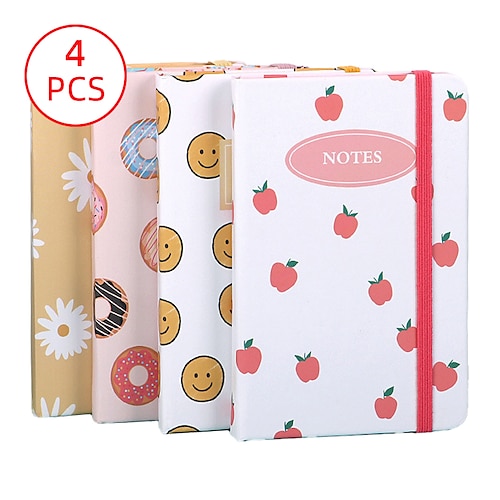 

4 pcs Notebook Notebook Ruled A5 5.8×8.3 Inch A6 4.1×5.8 Inch A7 2.9×4.1 Inch Retro Aesthetic Paper Hardcover Portable 80 Pages Notebook for Office Business Student