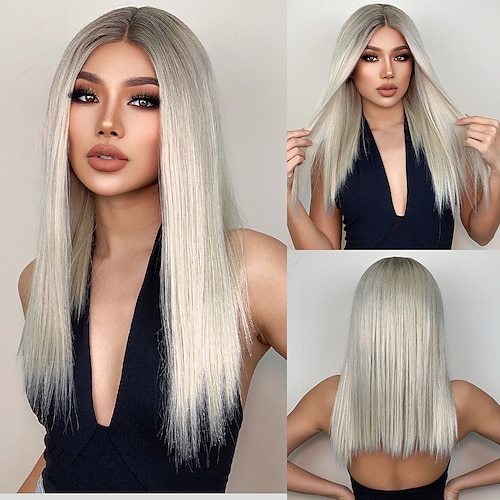 

HAIRCUBE Silver/Wine/Ombre Brown/Auburn/Golden/Black Lace Front Wig Long Natural Straight 1341 T Part Kanekalon Lace Wig With Baby Hair for Woman 180% Density